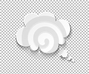 White paper speech bubble. Blank thought balloons, think cloud. Vector speech and thinking comic message