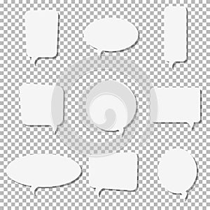 White paper speech bubble vector icons