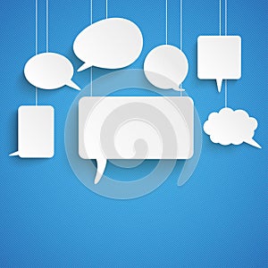 White Paper Speech Bubbles Blue