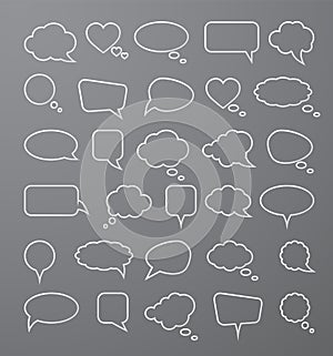 White paper speech bubbles on gray background. Vector illustration