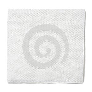 White paper square napkin isolated with clipping path