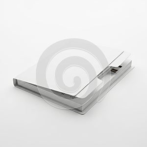 White paper stack with stapler isolated on white background