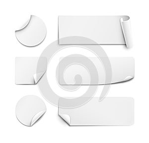 White paper stickers on white background