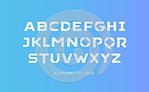 White paper style alphabet. Scotch tape segment line font, applique type for modern logo, elegant monogram, art