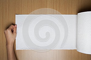 White paper towel roll