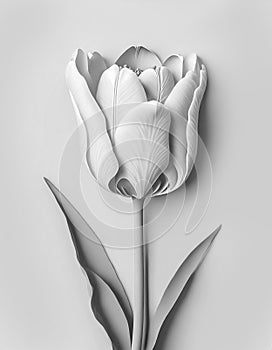 White paper tulip, close up. Easter, Mothers or Womens day greeting card