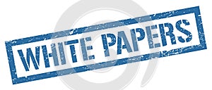 WHITE PAPERS blue grungy rectangle stamp