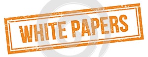 WHITE PAPERS text on orange grungy vintage stamp