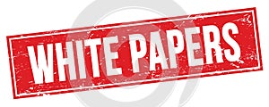 WHITE PAPERS text on red grungy rectangle stamp