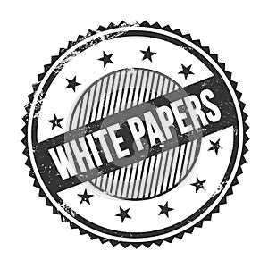 WHITE PAPERS text written on black grungy round stamp