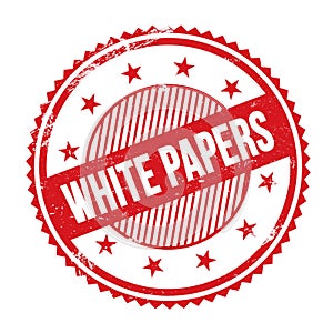 WHITE PAPERS text written on red grungy round stamp