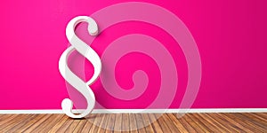 White Paragraph smybol against a pink wall - law and justice concept image - 3D Illustration