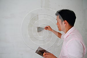 White parget on the wall