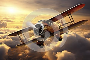 White passenger airplane flying in the sky amazing clouds