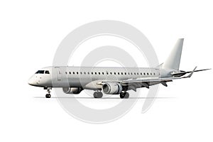 White passenger jetliner isolated