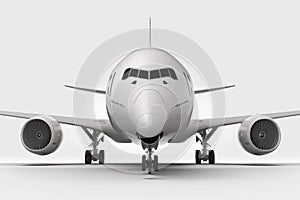 White passenger plane on gray background with shadow