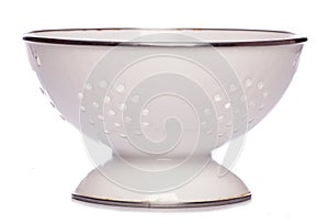 White pasta colander