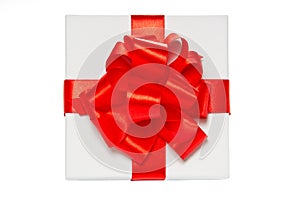 White pasteboard gift box. Top view.