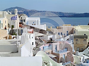 White and pastel colored unique architecture on Santorini island