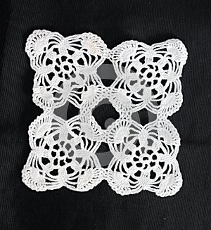 White pattern crochet tablecloth