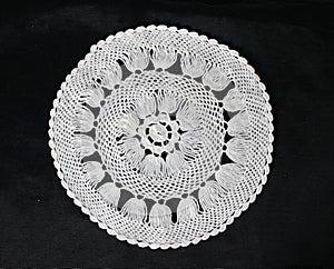 White pattern crochet tablecloth