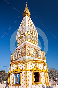 A white of pattern graving pagoda of laos