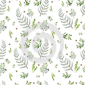 White pattern with herbs