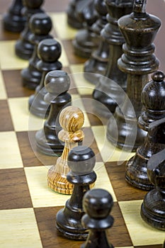 White pawn on black rows