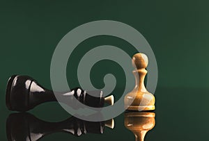 White pawn has got victory under black queen