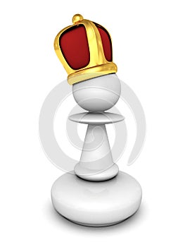 White pawn with a king crown