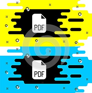 White PDF file document. Download pdf button icon isolated on black background. PDF file symbol. Vector