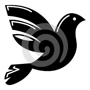 White peace pigeon icon , simple style