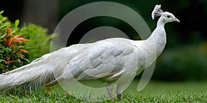 White Peacock Profile On Grass