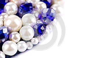 White pearl and blue strass. photo