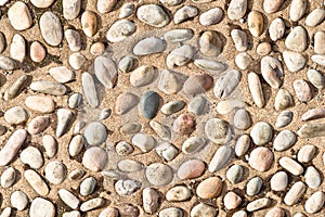 White pebble stones on concrete texture seamless endless pattern