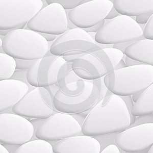 White Pebble Vector. Natural Realistic 3d Stones Of Different Shapes. Sea Rock Pebbles Isolated On White Background.
