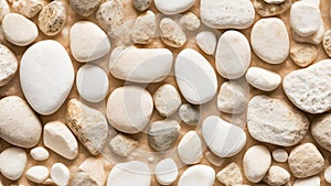 White pebbles texture background.