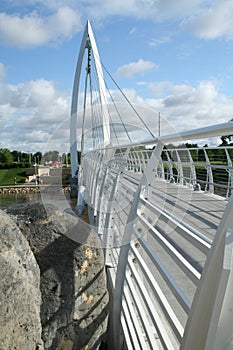 White pedestrian bridge