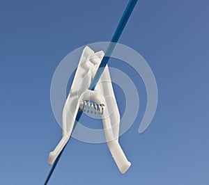 White peg on washing line