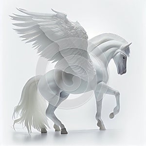 White Pegasus with wings on a white background. Generative AI