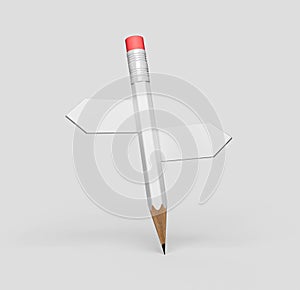 White Pencil - direction indicator - order and chaos. choosing right solution to problem back to school Concept 3d illustration