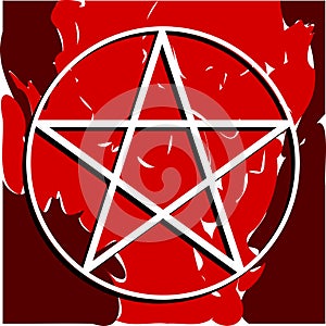 White pentacle on coloful background