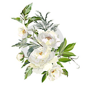 White peonies with grass