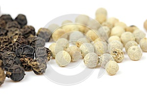 White pepper and black pepper isolated