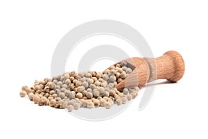 White peppercorn, White pepper on a white background