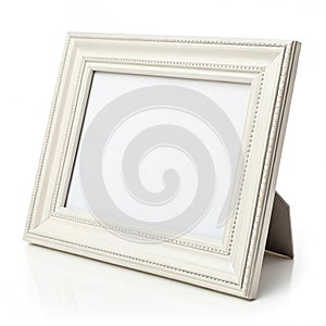 White photo frame isolated on white background