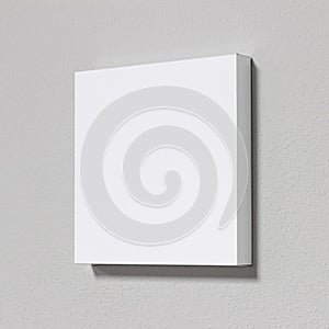 White picture frame on cement wall. Modern gallery in simple style