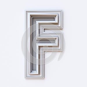 White picture frame font Letter F 3D