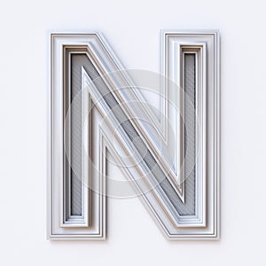 White picture frame font Letter N 3D