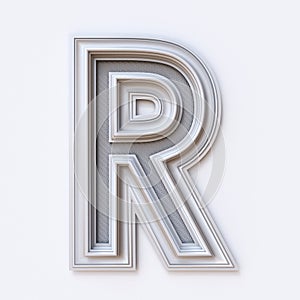 White picture frame font Letter R 3D
